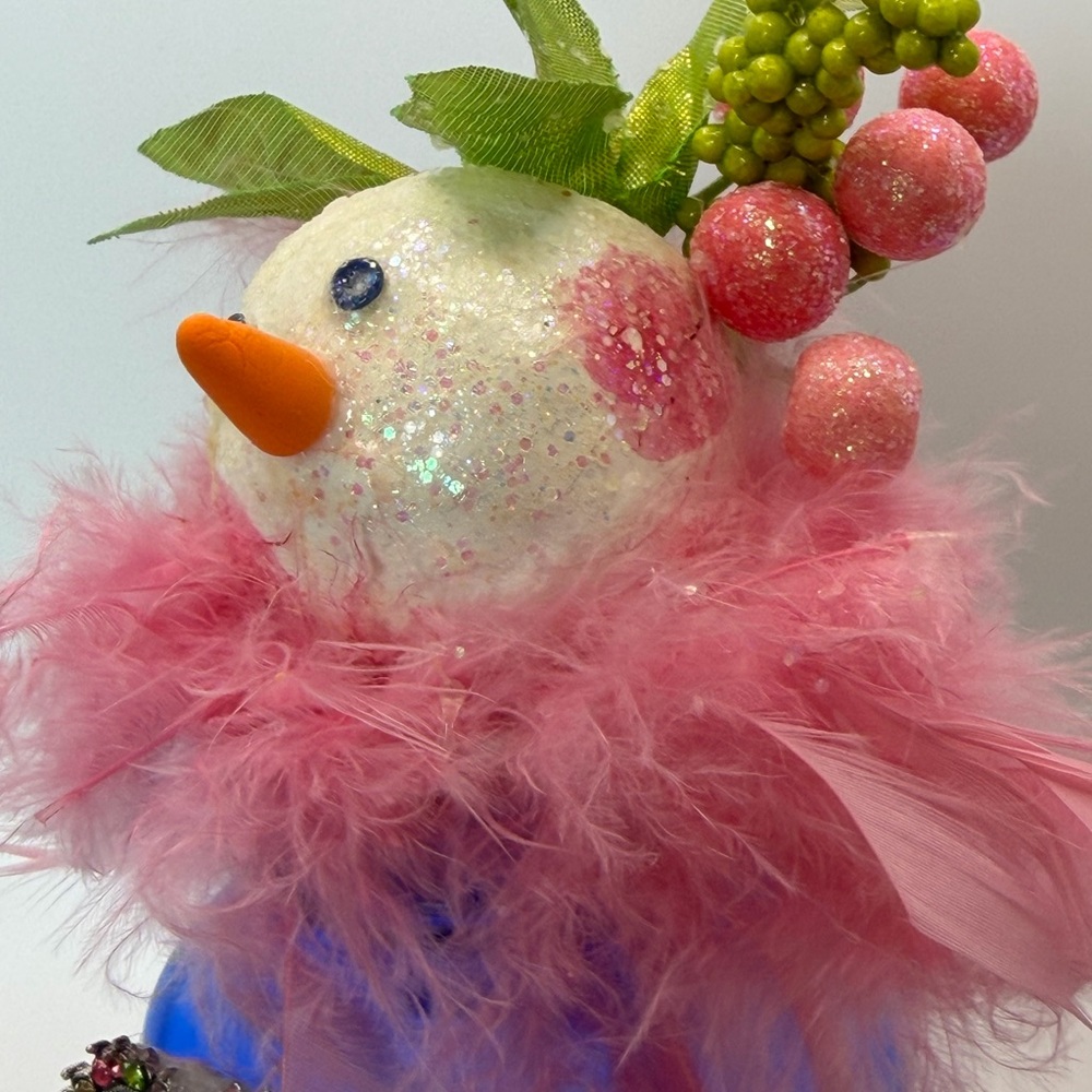 Introducing Winter Rose Snow Angel with Pink Feathers and Colorful Gem Accents